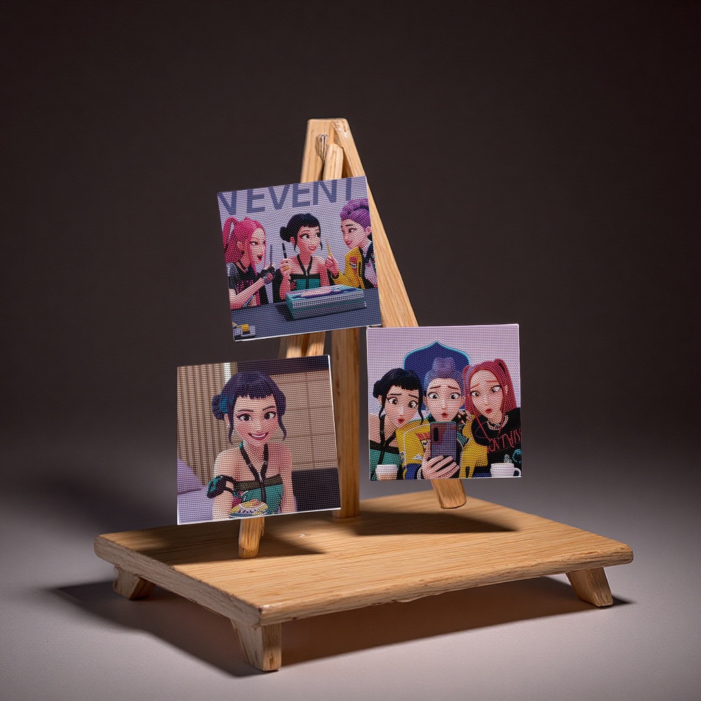 Cross-border Kpop Witch Hunt diamond painting frame DIY handcrafted children's cartoon cute girl decorative hanging painting brick and stone pasting