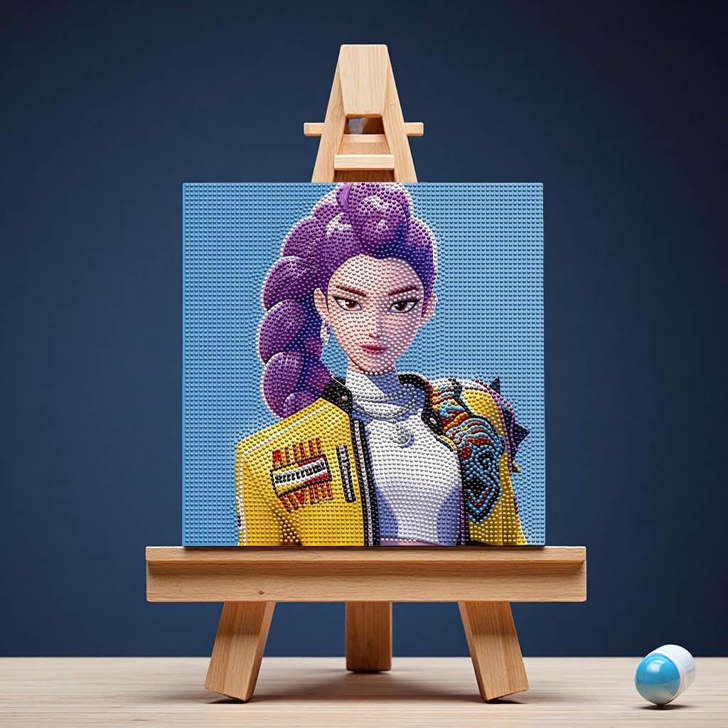 Cross-border Kpop Witch Hunt diamond painting frame DIY handcrafted children's cartoon cute girl decorative hanging painting brick and stone pasting Item Picture