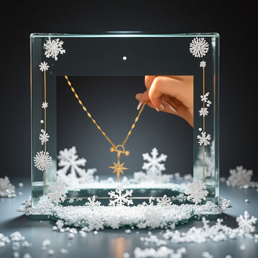 新款跨境轻奢雪花星星项链气质通勤精致锁骨链高级感吊坠批发饰品项饰项链