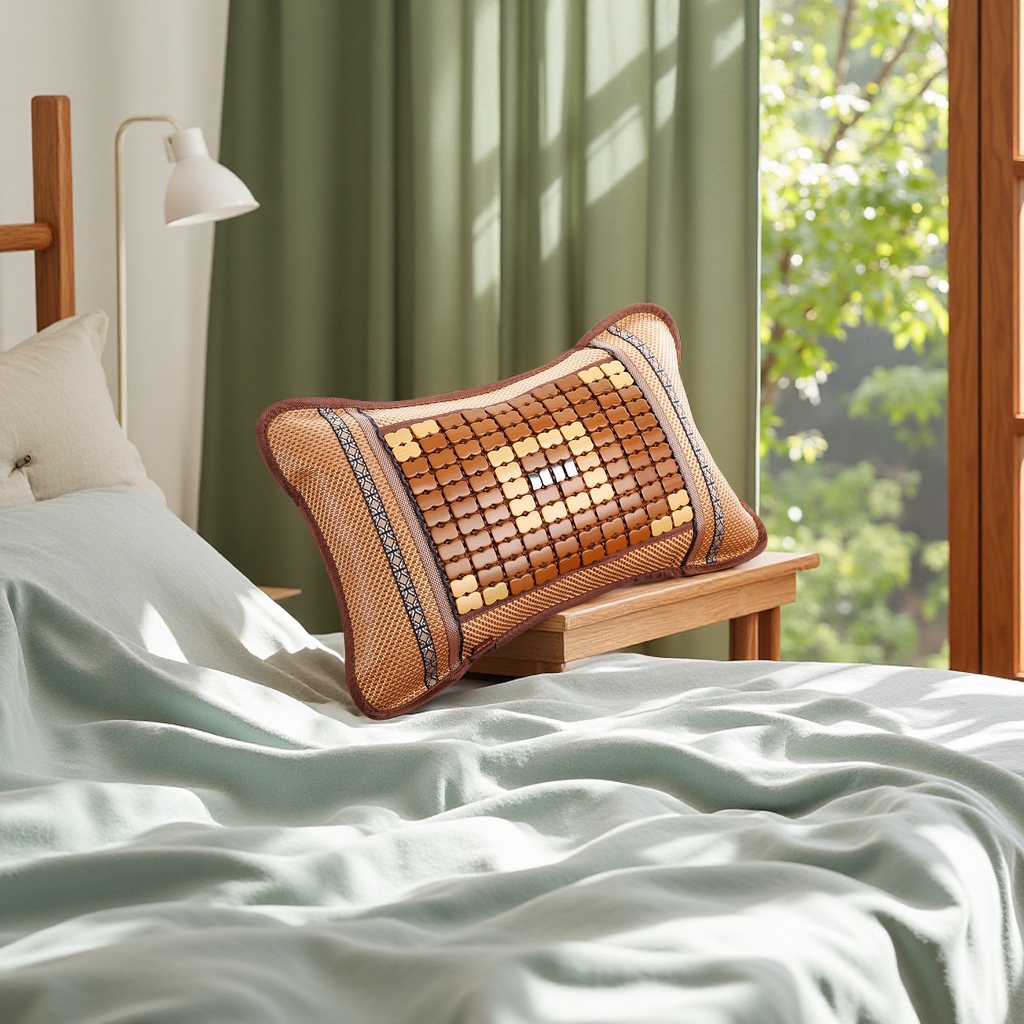 夏天竹凉席枕头单人硬枕成人麻将冰丝藤凉爽宿舍学生枕套工艺品礼品木质工艺品