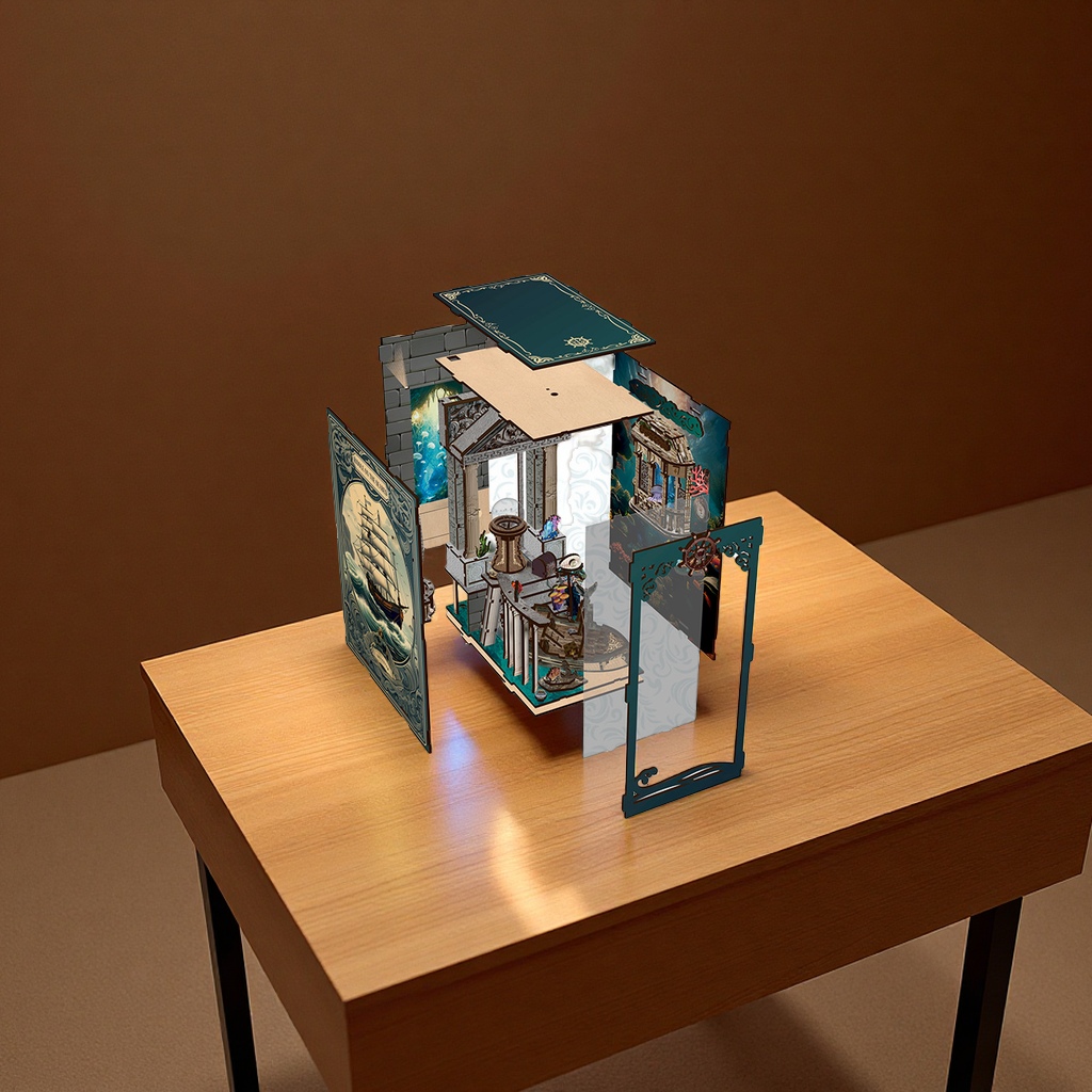 Cross-border source book stand DIY house model 3D stereoscopic wooden assembly handicraft creative gift micro-landscape design Specification image
