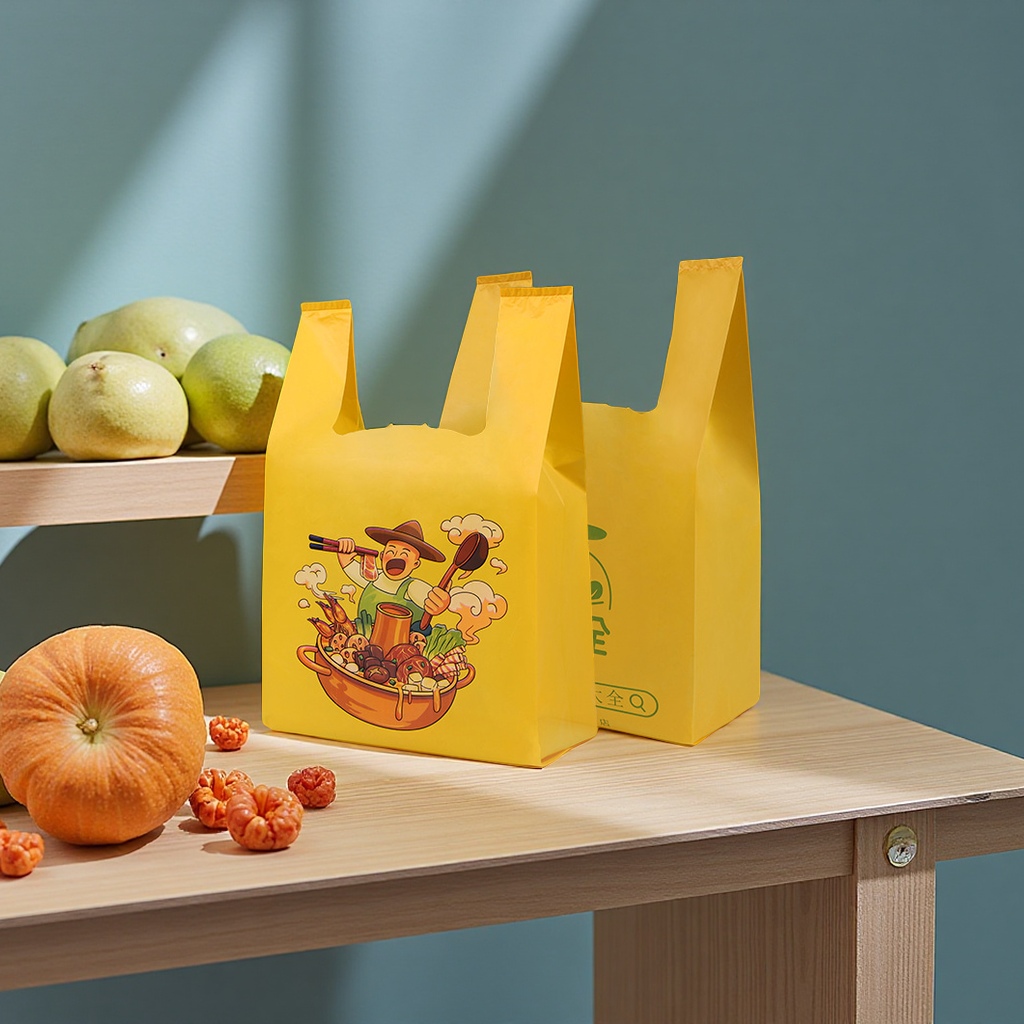 定制透明塑料袋购物外卖打包袋手提水果包装袋印LOG方便袋塑料背心袋