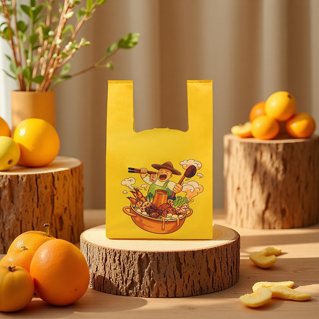Customized transparent plastic bags, shopping takeout packaging bags, hand-held fruit packaging bags, log-printed convenience bags, plastic vest bags details Picture