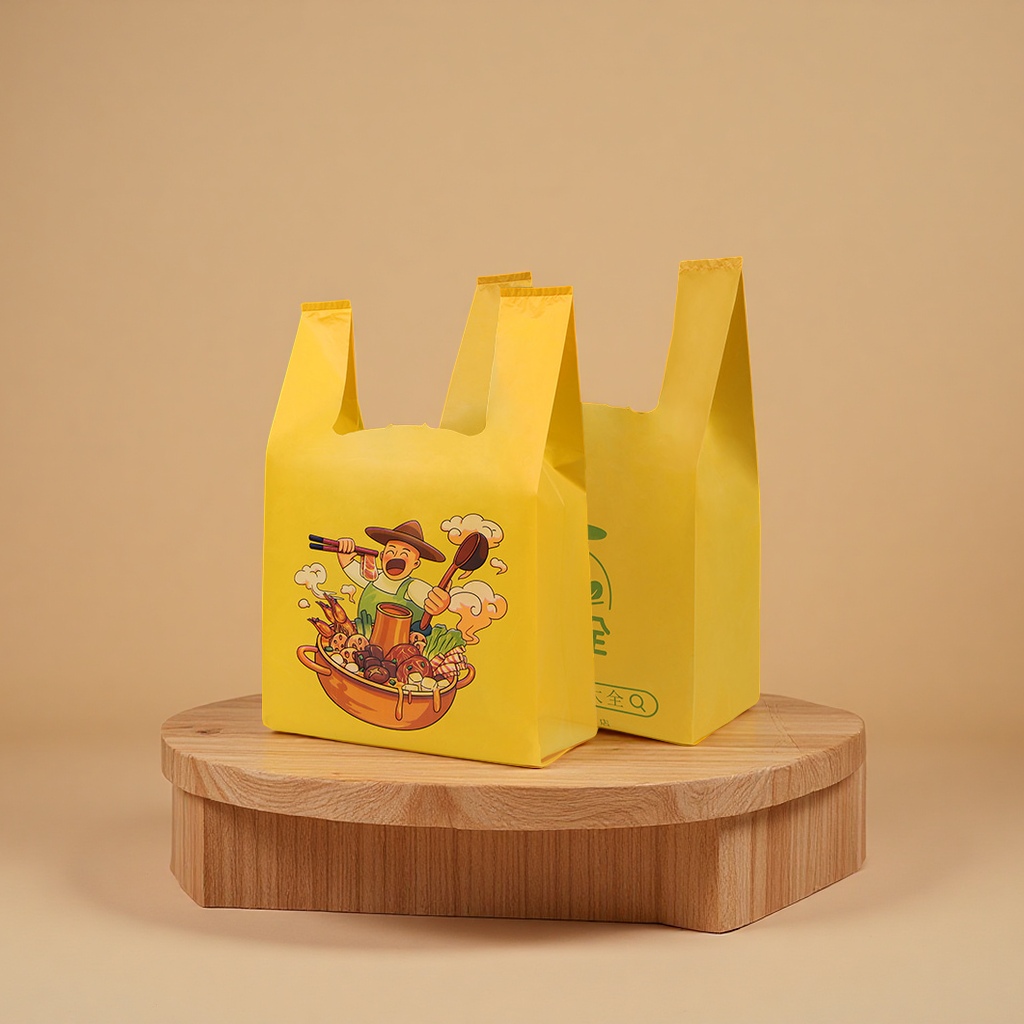 定制透明塑料袋购物外卖打包袋水果手提包装袋印LOG方便袋塑料背心袋