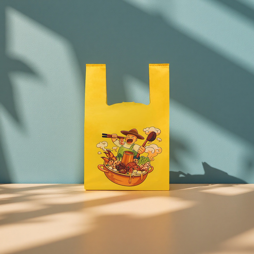 Customized transparent plastic bags, shopping takeout packaging bags, fruit hand-held packaging bags, log-printed convenience bags, plastic vest bags details Picture