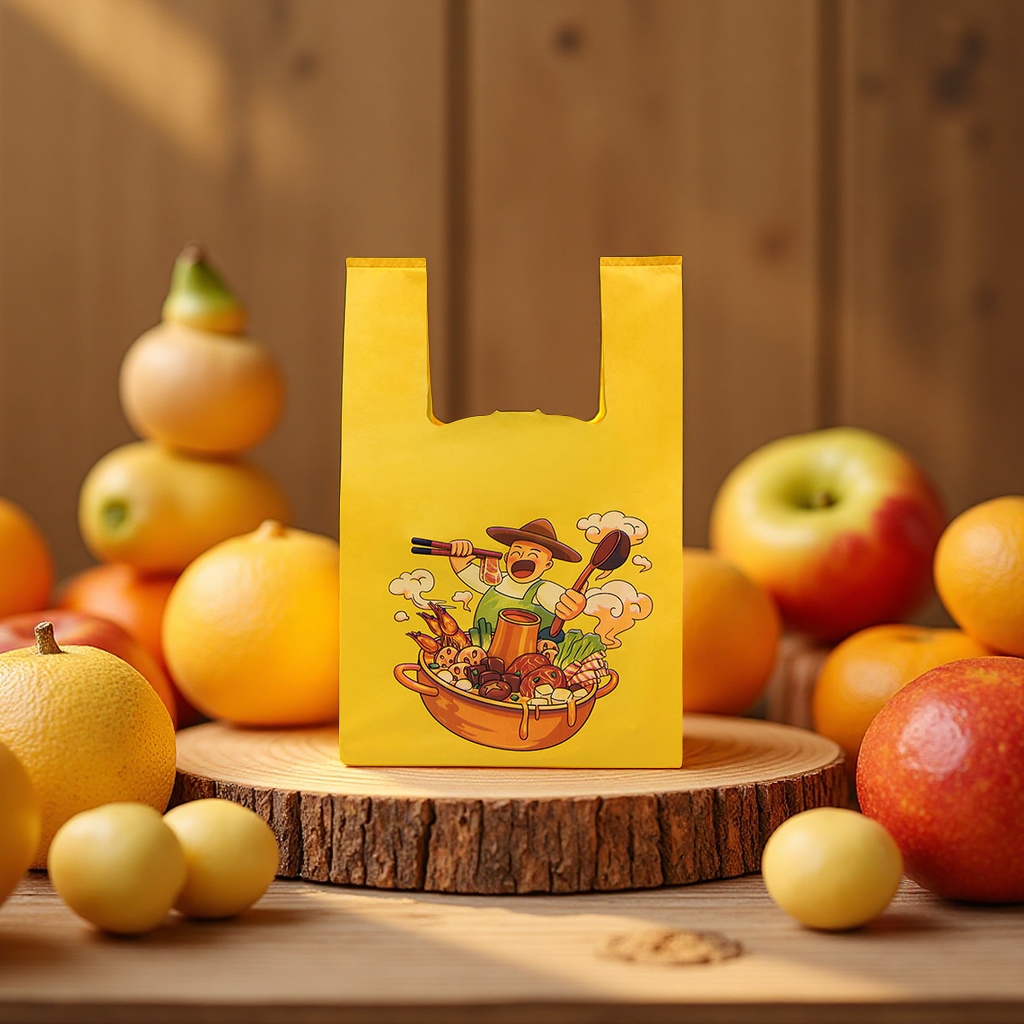Customized transparent plastic bags, shopping bags, takeout packaging bags, fruit hand-held packaging bags, printed LOG plastic vest bags details Picture