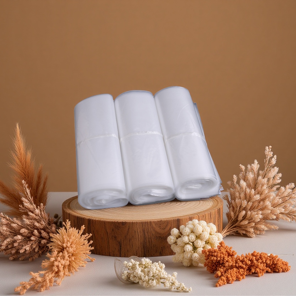 Transparent PE flat bag, high-pressure thickened moisture-proof plastic packaging bag with logo printed on the inner film, food packaging bag Item Picture