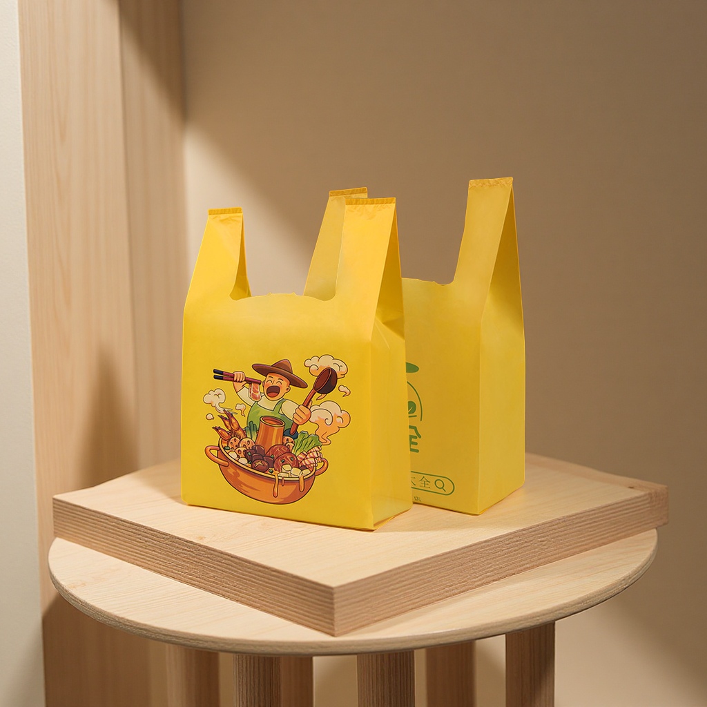 定制透明塑料购物袋外卖打包袋水果手提袋印LOG包装塑料背心袋