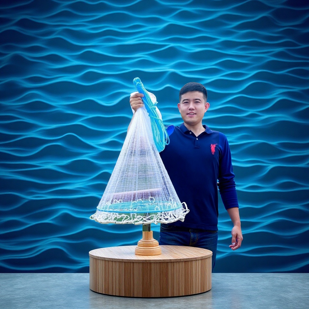 飞盘式手撒网手抛网捕鱼渔网旋转轮胎线单丝线美式抛网渔具捕鱼工具