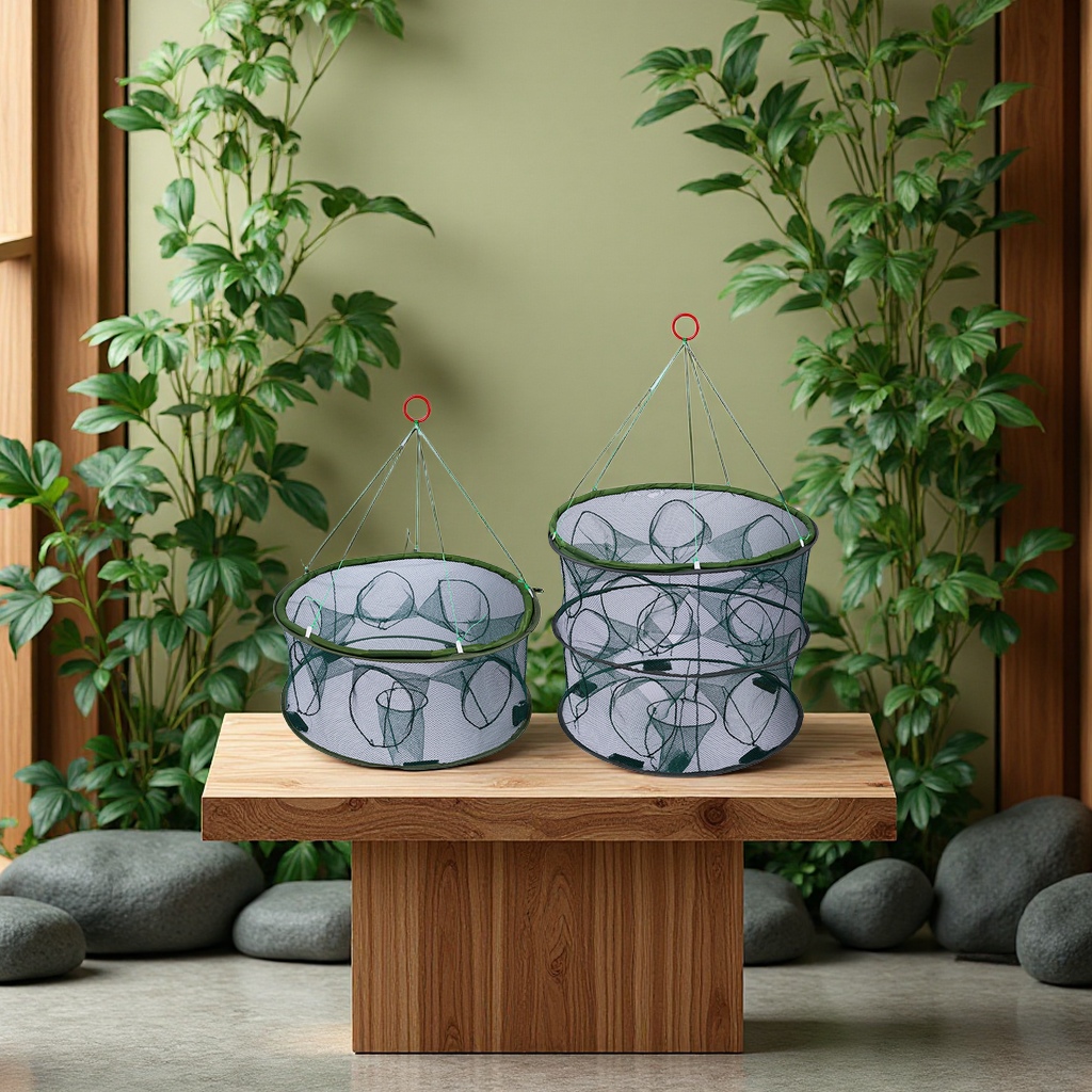 水族虾笼圆形折叠抓鱼网自动捞鳝泥鳅龙虾手抛大号渔网宠物园艺用品