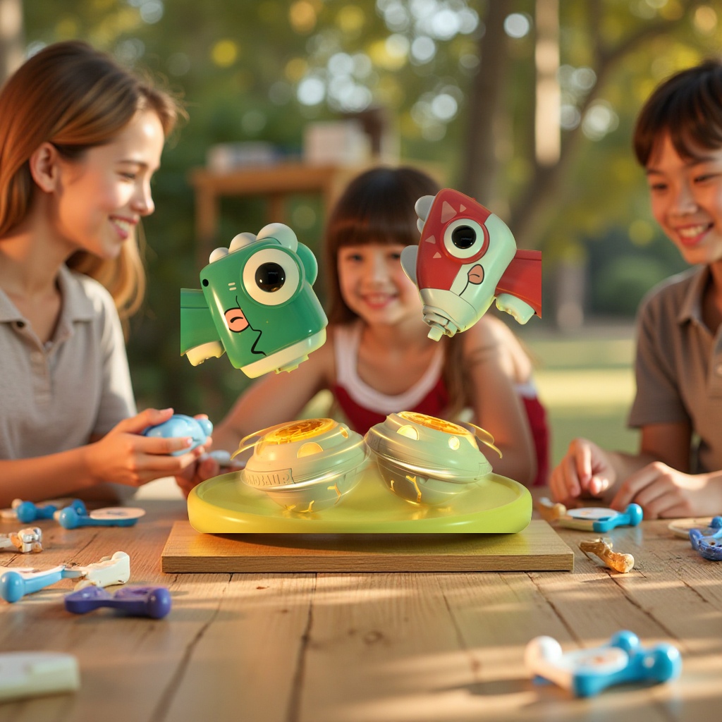 亲子互动闪光飞行陀螺枪户外旋转发光恐龙飞碟运动休闲玩具