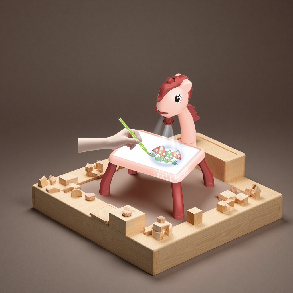 多功能灯光音乐梦幻画板儿童学习桌涂鸦投影益智玩具科教画板