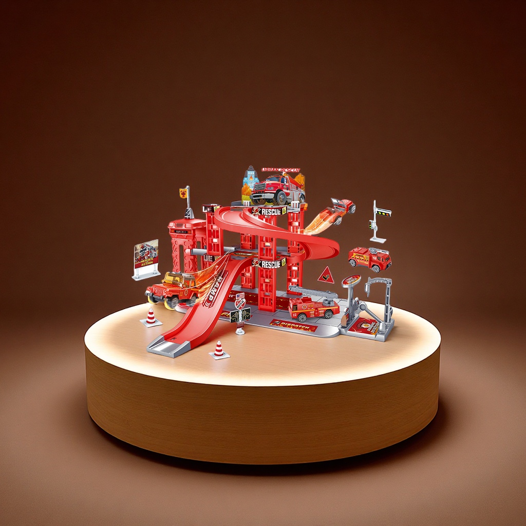 跨境专供拼装场景消防警察套装儿童玩具适合2到6岁轨道停车场军事模型趣味组合