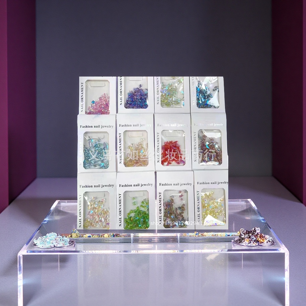 ins热卖混装异形平底玻璃极光钻穿戴甲diy指甲饰品美甲装饰美容护肤彩妆用品