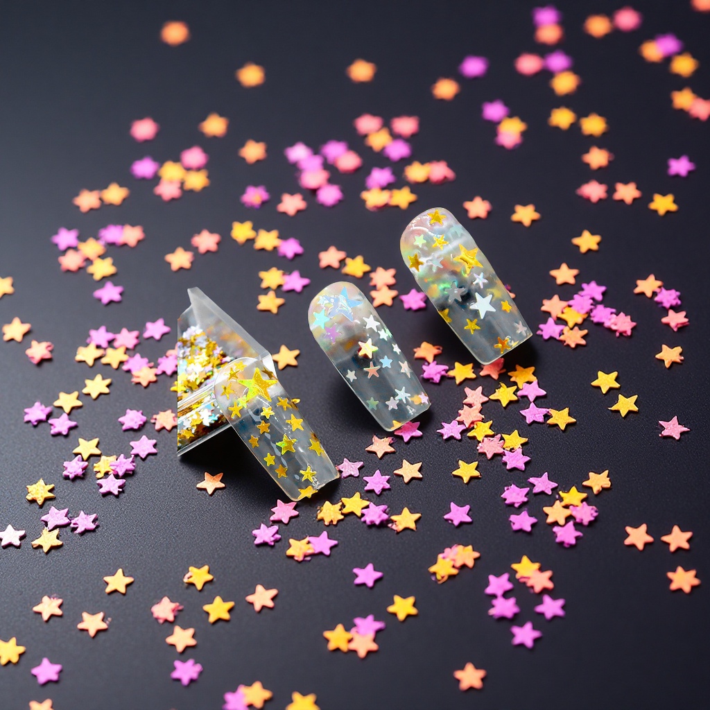 爆款DIY五角星金银亮片异型镭射美甲金葱粉指甲装饰闪片批发美容彩妆美甲饰品