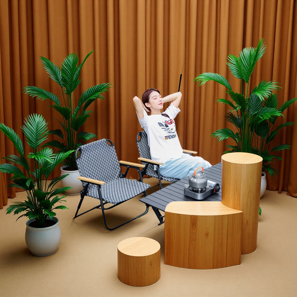 大成户外折叠椅钓鱼沙滩露营桌椅野餐摊位休闲便携夏日圆管克米特椅