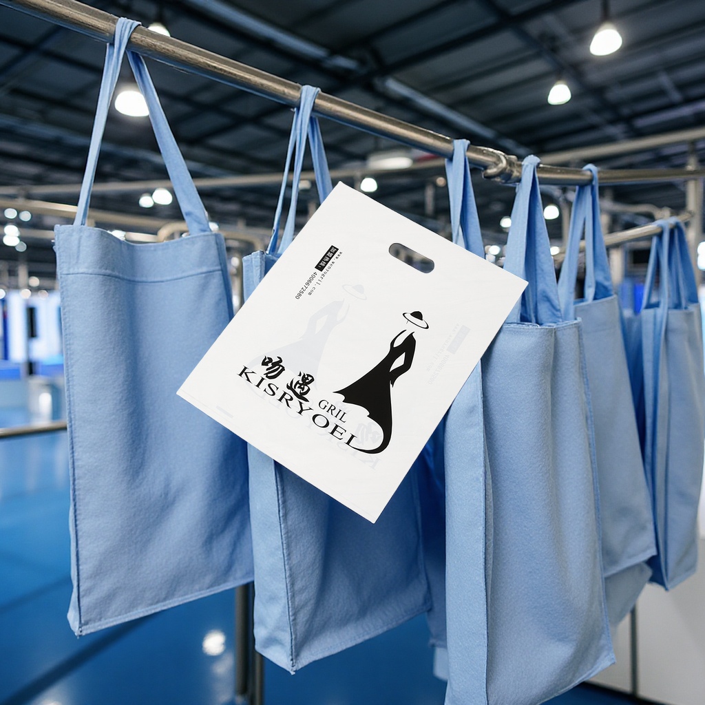 The manufacturer supplies perforated four-finger handbags for supermarket clothing packaging, LDPE and HDPE plastic bags, which are durable, environmentally friendly and available in multiple sizes details Picture