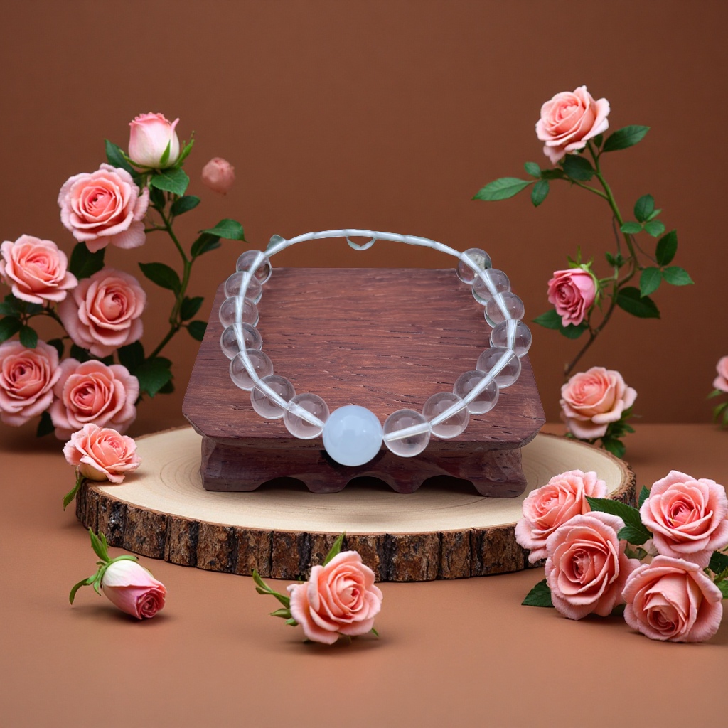 White crystal bracelet, natural crystal jewelry, hand-woven, simple and fashionable ladies' bracelet, gift decoration