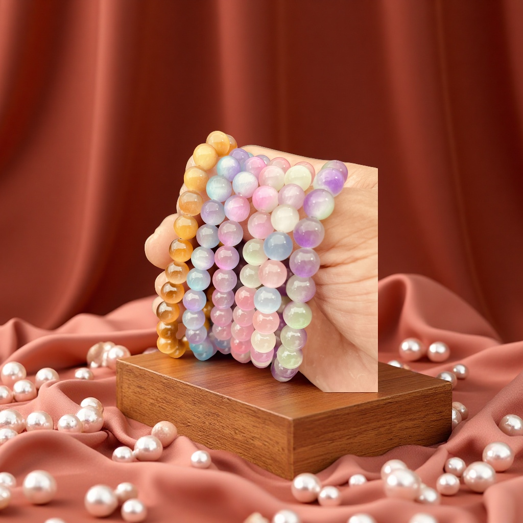 Colorful cat's eye stone bracelet, a colorful and fashionable bracelet and accessory, a personalized and trendy bracelet for women, as a gift Item Picture