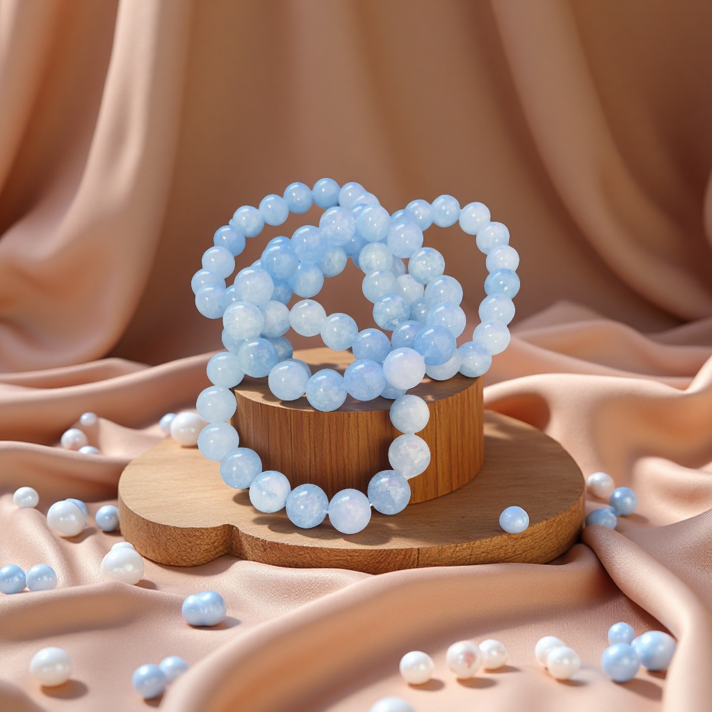 海蓝宝玉石手串天然水晶手链时尚简约男女款送礼收藏精品