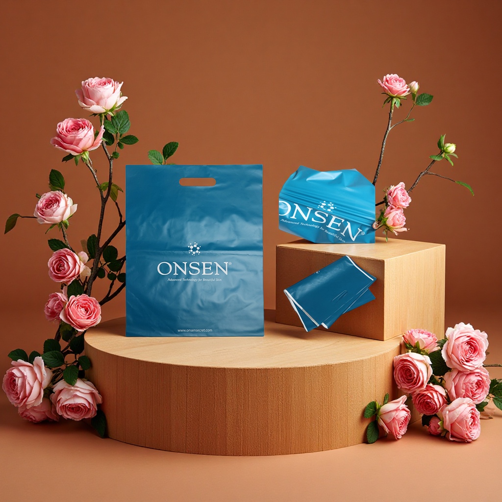 加厚手提塑料袋平口礼品包装袋印刷logo四指服装购物袋塑料包装袋