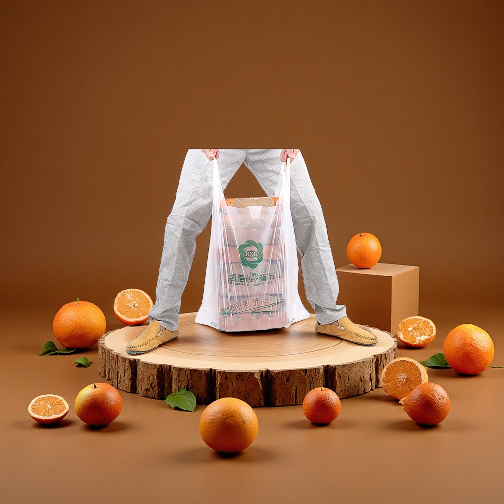Customized LOGO degradable plastic bags, supermarket takeout packaging, food, pharmacy, fruit, advertising packaging, plastic handbags Specification image
