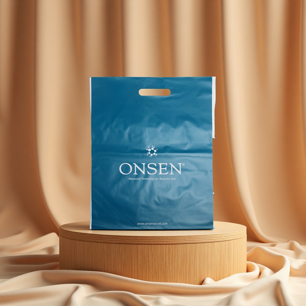 Thickened hand-held plastic bags, flat-mouthed gift packaging bags, printed logo four-finger clothing shopping bags, plastic packaging bags Item Picture