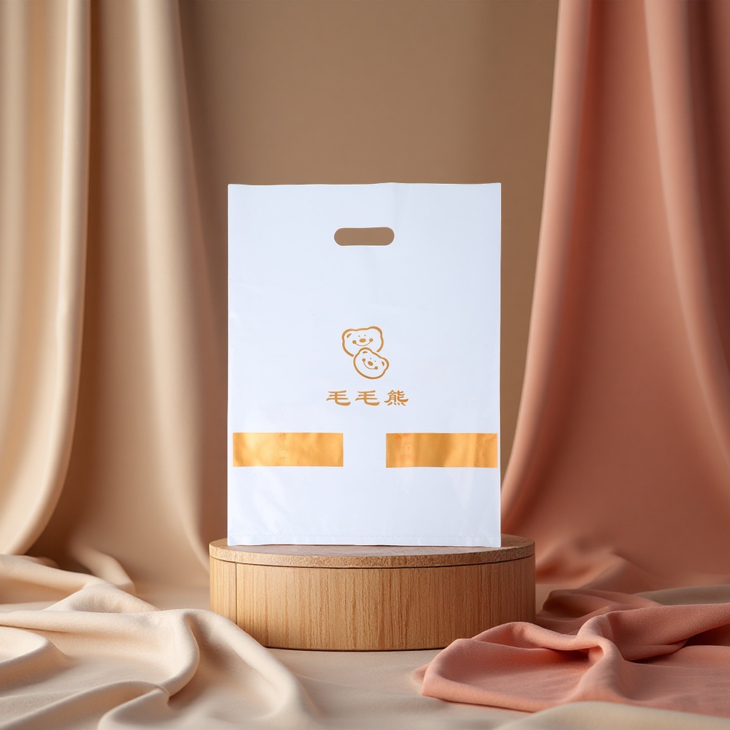 Four-finger bags, plastic handbags, clothing, gifts, cosmetics, flat-mouth packaging bags, hospital optical stores, shopping bags, plastic packaging bags Specification image
