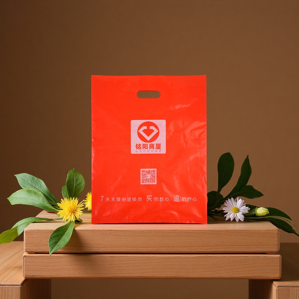 Four-finger bags, plastic handbags, clothing, gifts, cosmetics, flat-mouth packaging bags, hospital optical stores, shopping bags, plastic packaging bags Item Picture