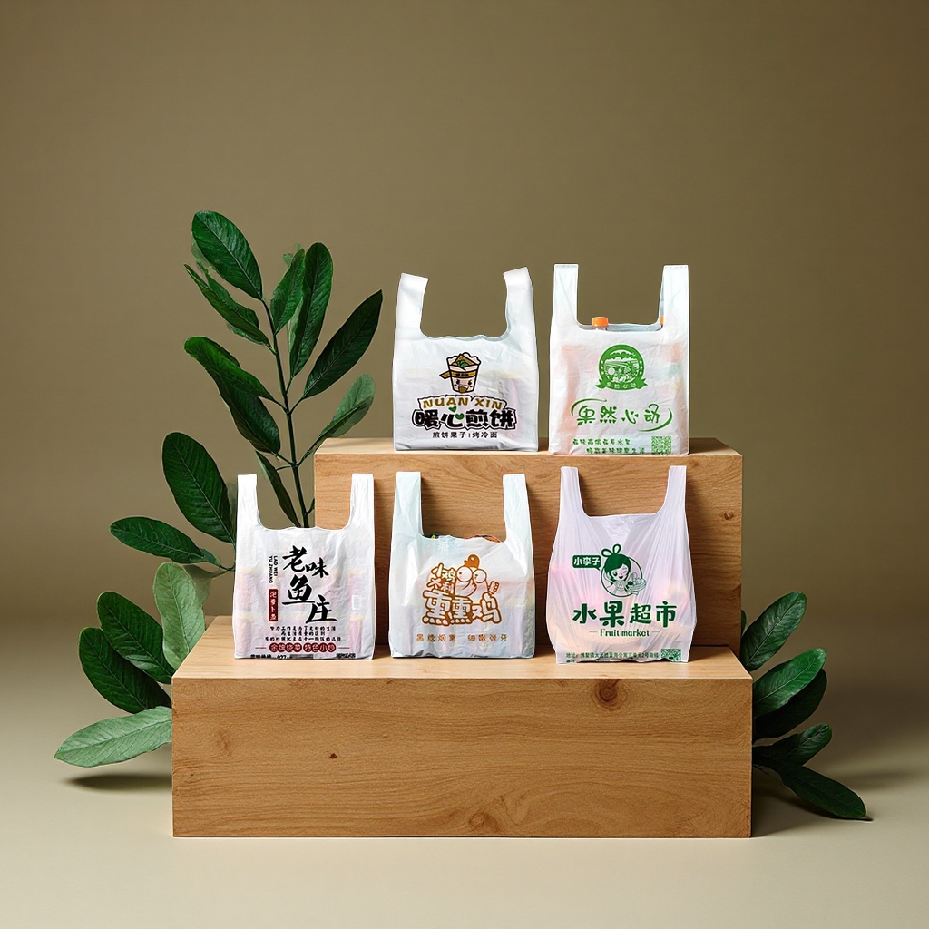 定制塑料袋背心袋印刷LOGO超市购物外卖打包食品袋手提方便袋加工设计服务