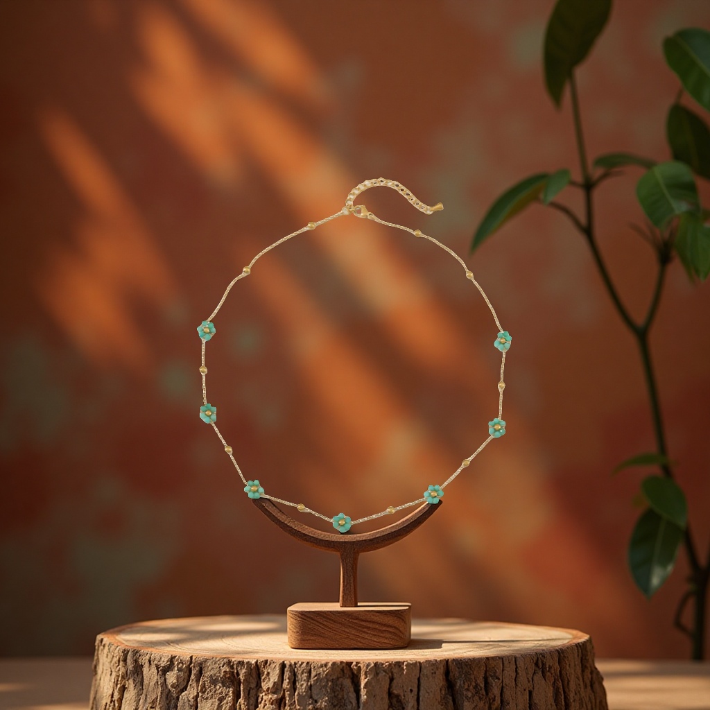 绿叶款长款简约毛衣链摩洛哥风格天然石材质女项链时尚百搭配饰细节图