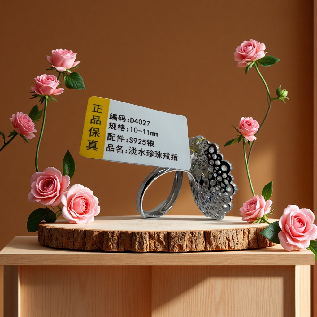 Edison S925 ring, Sea Water, Double Pearl Tahitian pearl silver jewelry, simple and elegant women's style Specification image