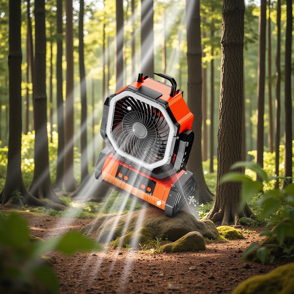 户外露营多功能风扇大容量长续航便携悬挂帐篷LED照明家用电器产品图