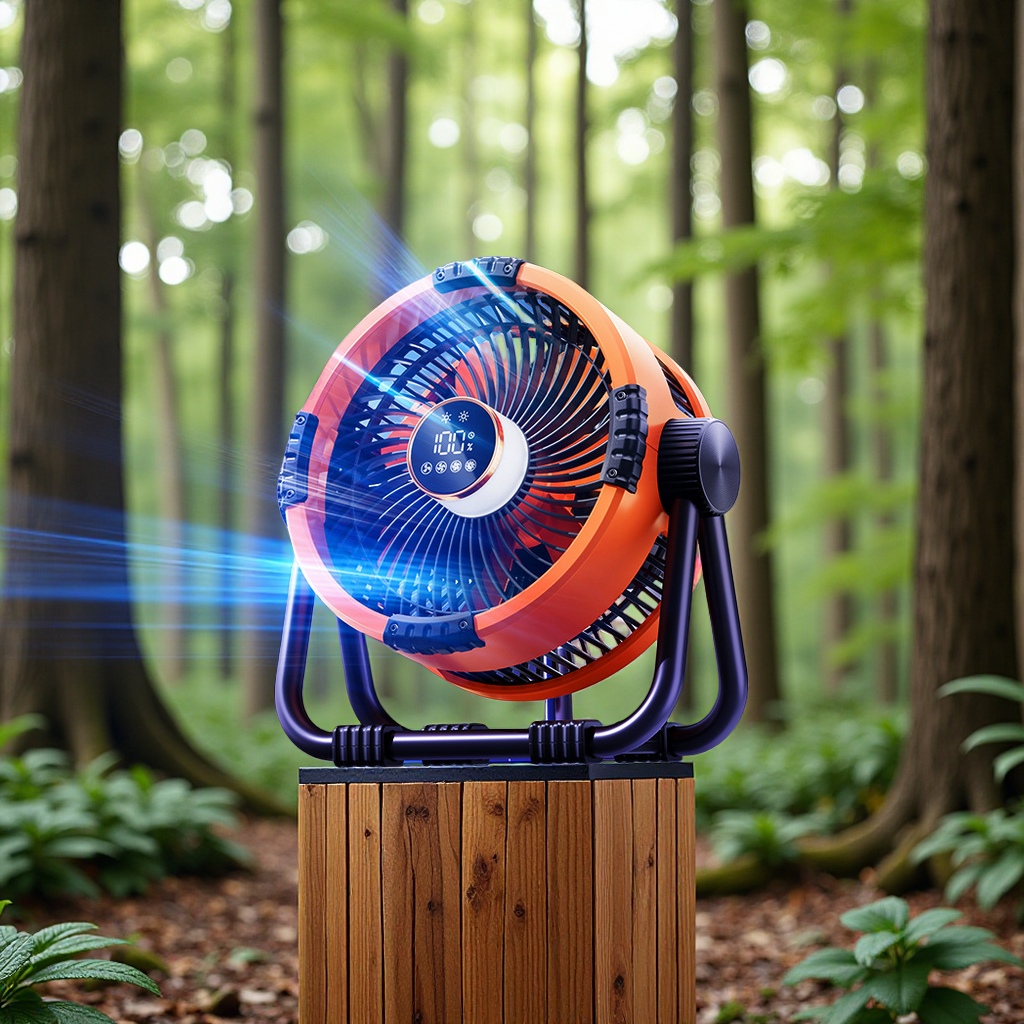 2024新品露营风扇超强续航多功能带夜灯可充电挂立两用智能遥控家用电器两季电器电风扇
