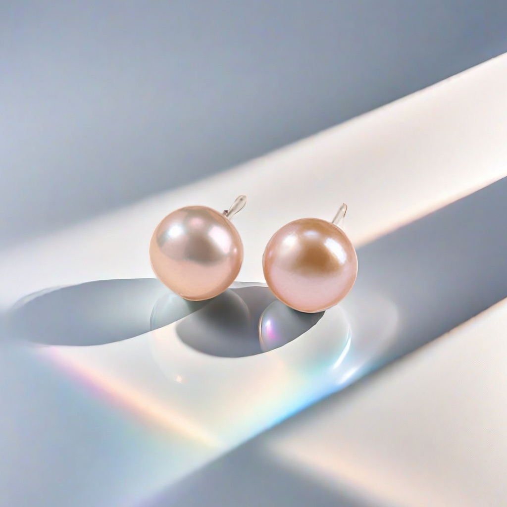 天然珍珠耳饰实物图