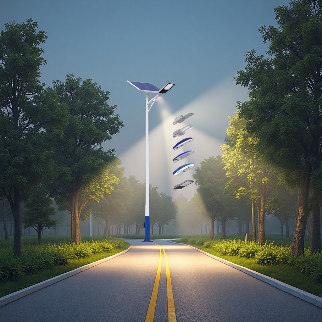 Solar street lamps for outdoor use, complete sets of 6-meter, 7-meter and 8-meter ultra-bright LED lighting for new rural roads, courtyard lamps and decorative lighting Specification image