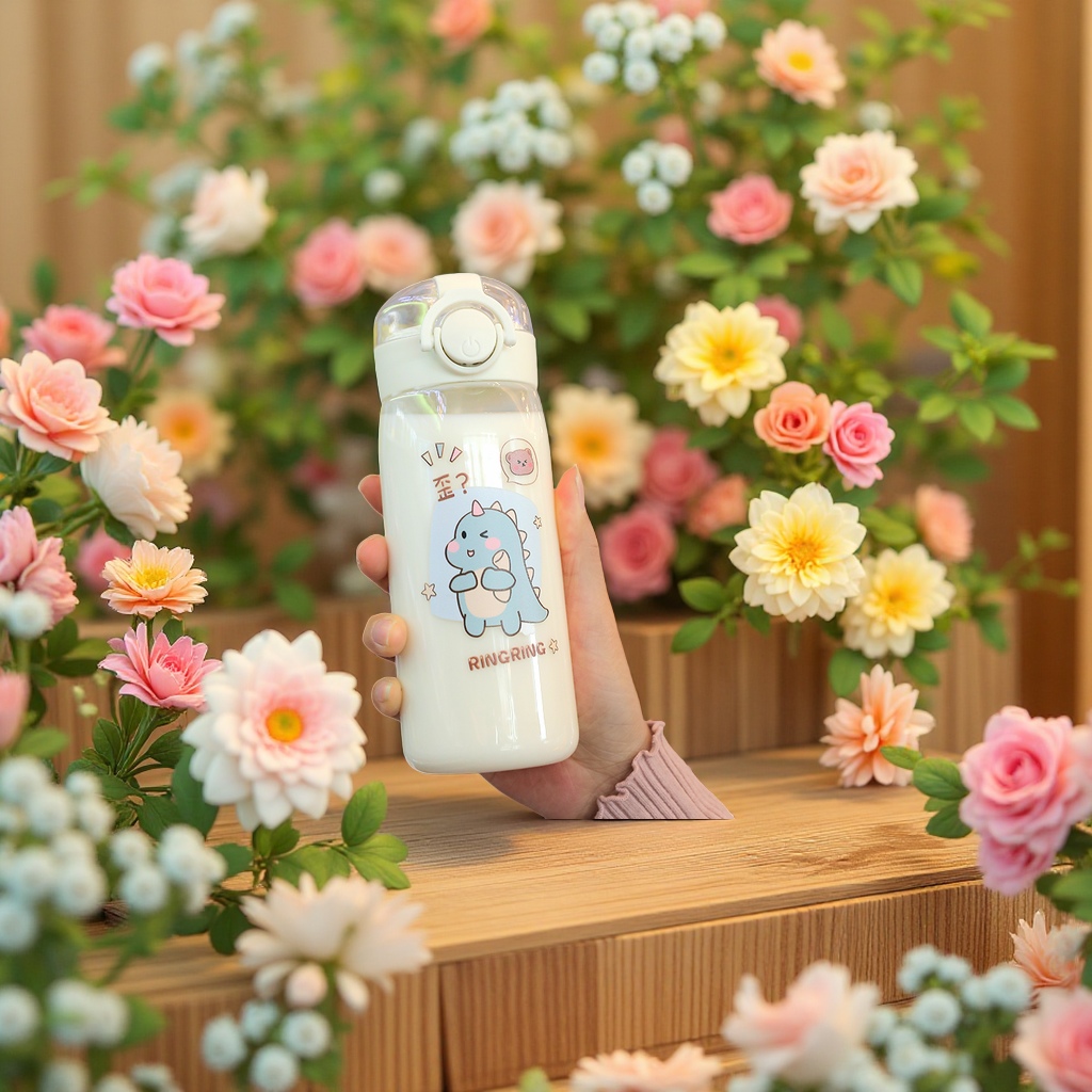 可爱高颜值塑料水杯儿童便携弹跳吸管学生户外运动随手杯日用百货