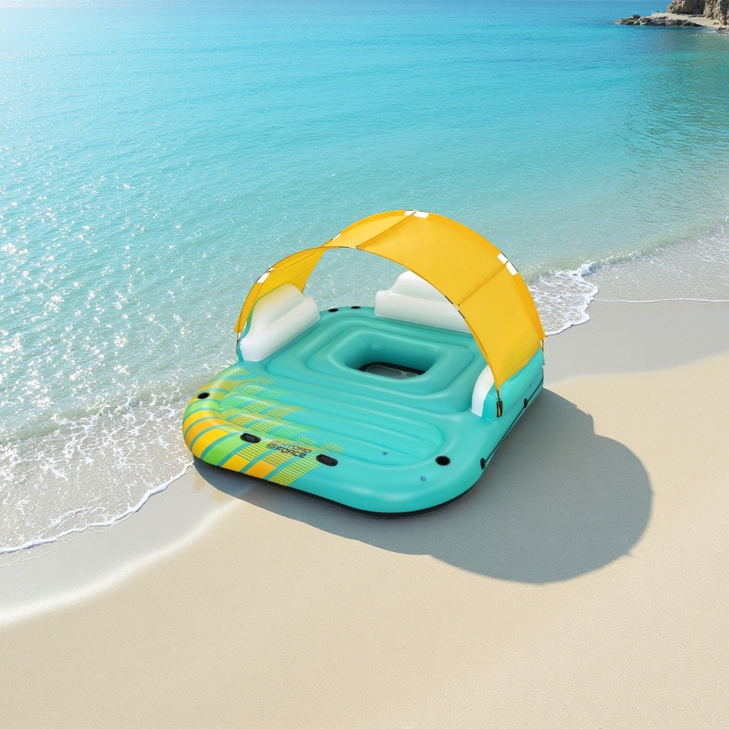 Bestway giant inflatable floating island with sunshade, water floating bed, ride, adult floating raft, wading sports equipment wholesale and distribution Item Picture