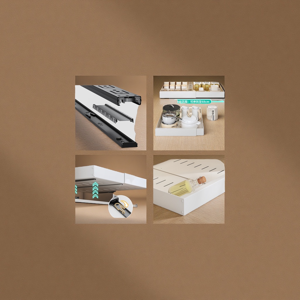 Multi-functional kitchen cabinets, pull-out baskets, pull-out storage racks, condiment racks, telescopic storage racks, kitchen organization, refrigerator storage boxes, daily necessities details Picture