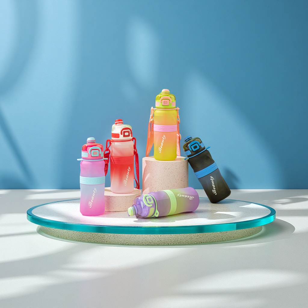 夏季网红学生便携高颜值渐变大容量运动吸管水壶健身随手杯日用百货