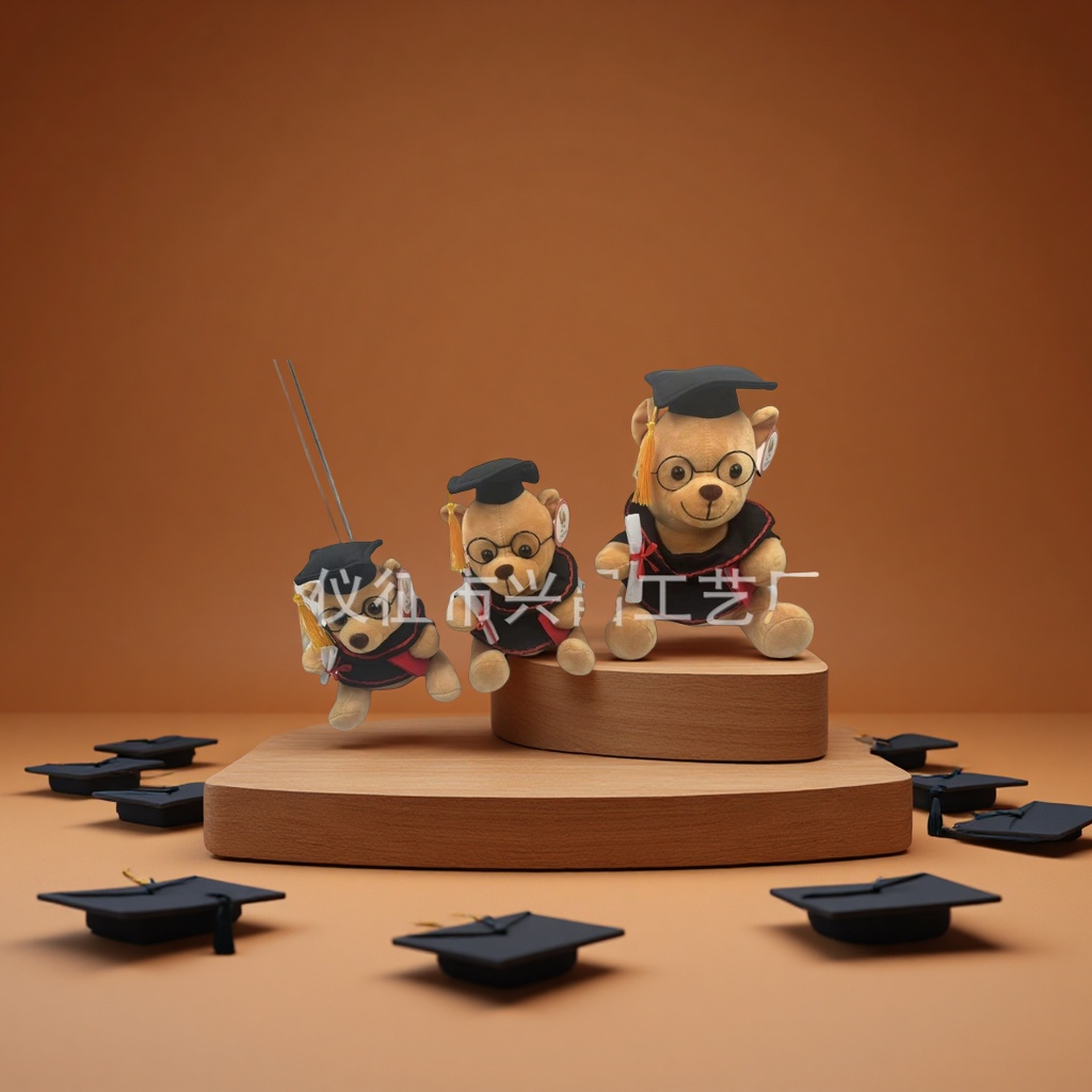 博士熊毛绒玩具毕业礼物眼镜熊公仔批发毕业季学生玩偶可爱抱枕款