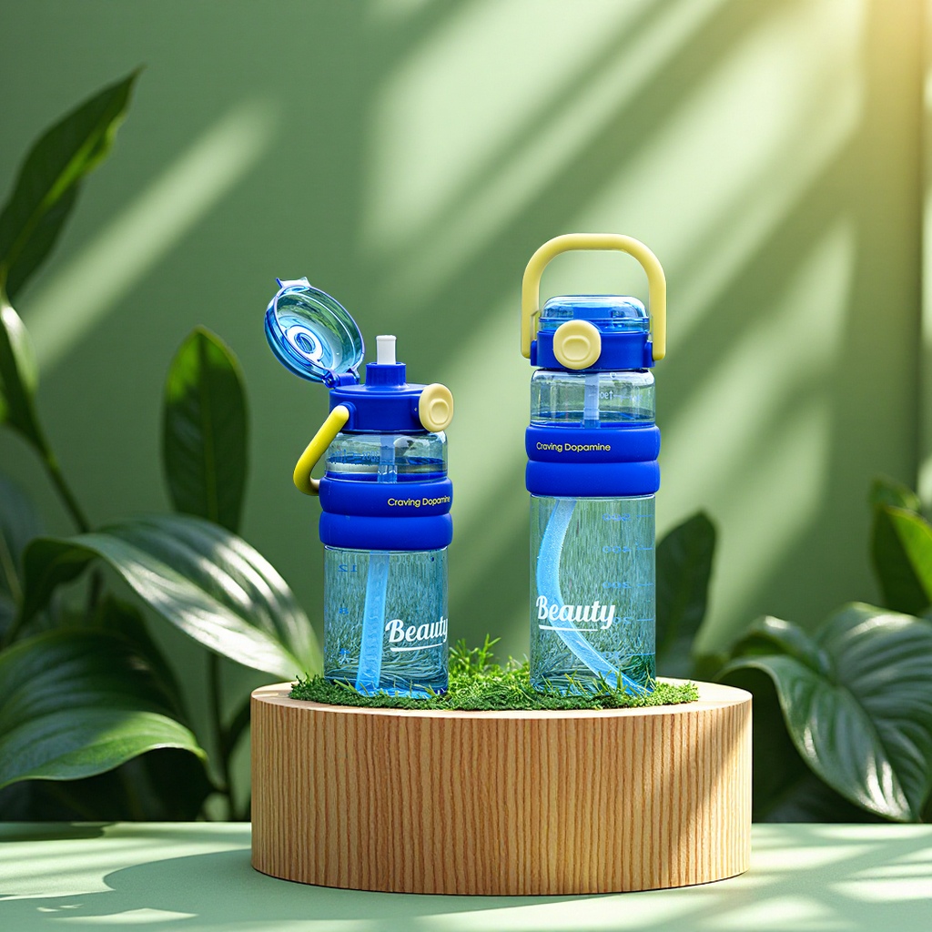 耐高温运动水杯带吸管男女大容量夏季便携塑料水壶学生日用百货