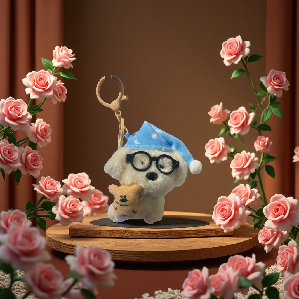 晚安狗毛绒挂件可爱布艺装饰儿童房软萌抱枕挂饰礼物