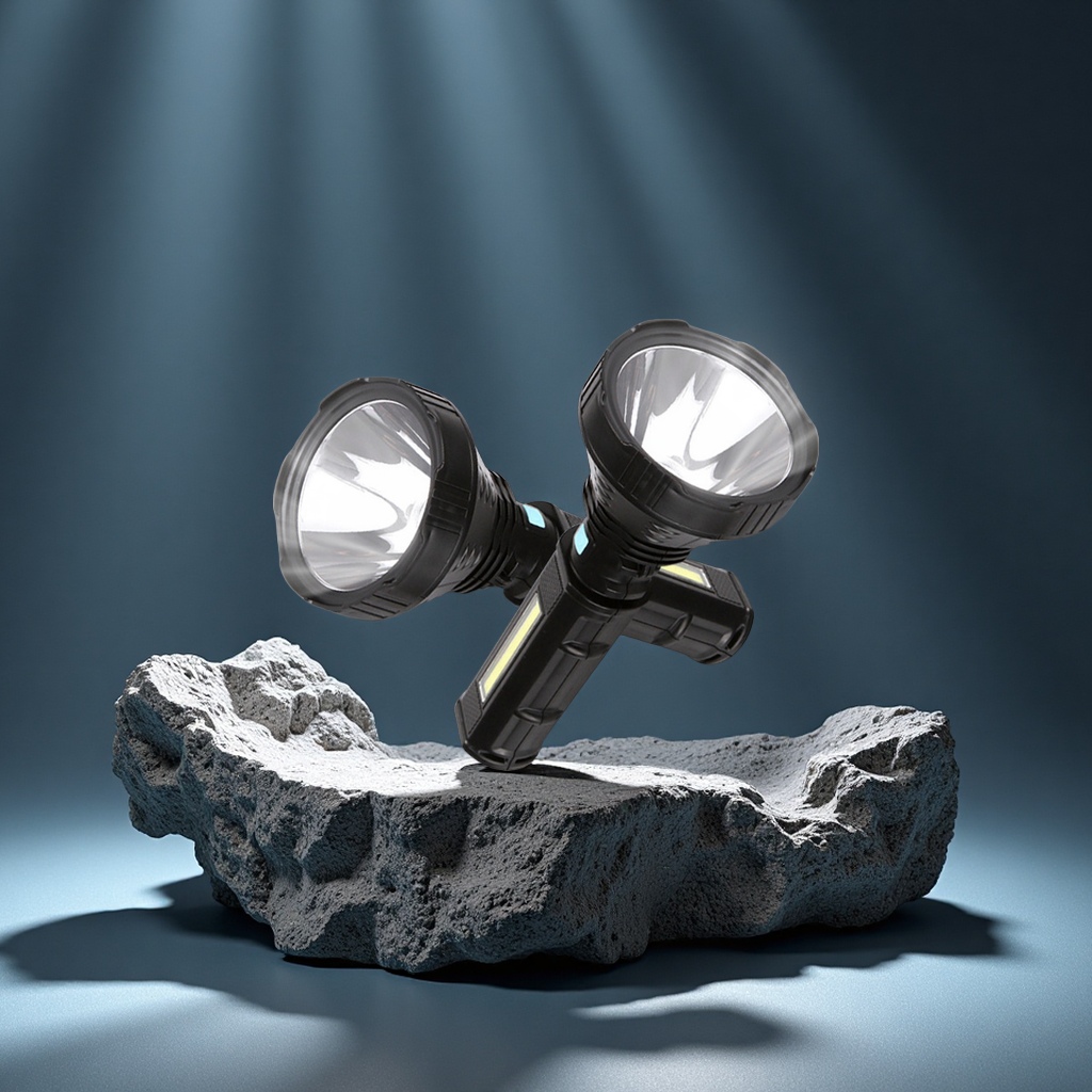 跨境手持太阳能手电筒强光充电远射超长续航户外应急照明手握式电筒日用百货