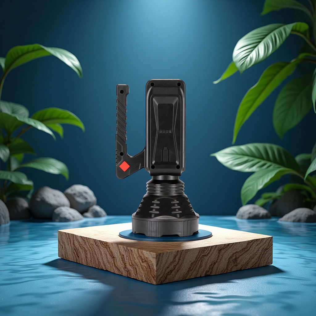 Multi-functional household solar-powered portable flashlight, long-range waterproof strong light rechargeable outdoor lighting lamp, daily necessities details Picture