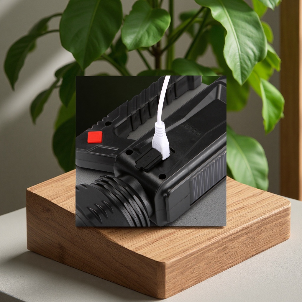 Multi-functional household solar-powered portable flashlight, long-range waterproof strong light rechargeable outdoor lighting lamp, daily necessities Specification image