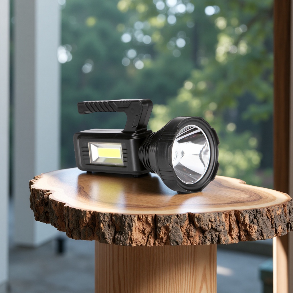 Multi-functional household solar-powered portable flashlight, long-range waterproof strong light rechargeable outdoor lighting lamp, daily necessities Item Picture