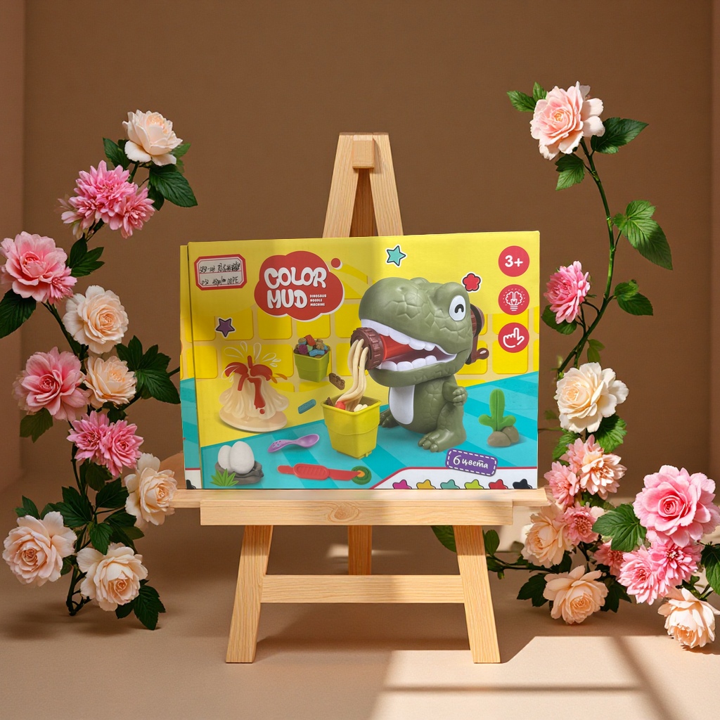 恐龙彩泥套装绿色无色无味儿童手工玩具内含工具和多彩泥适合三岁以上宝宝