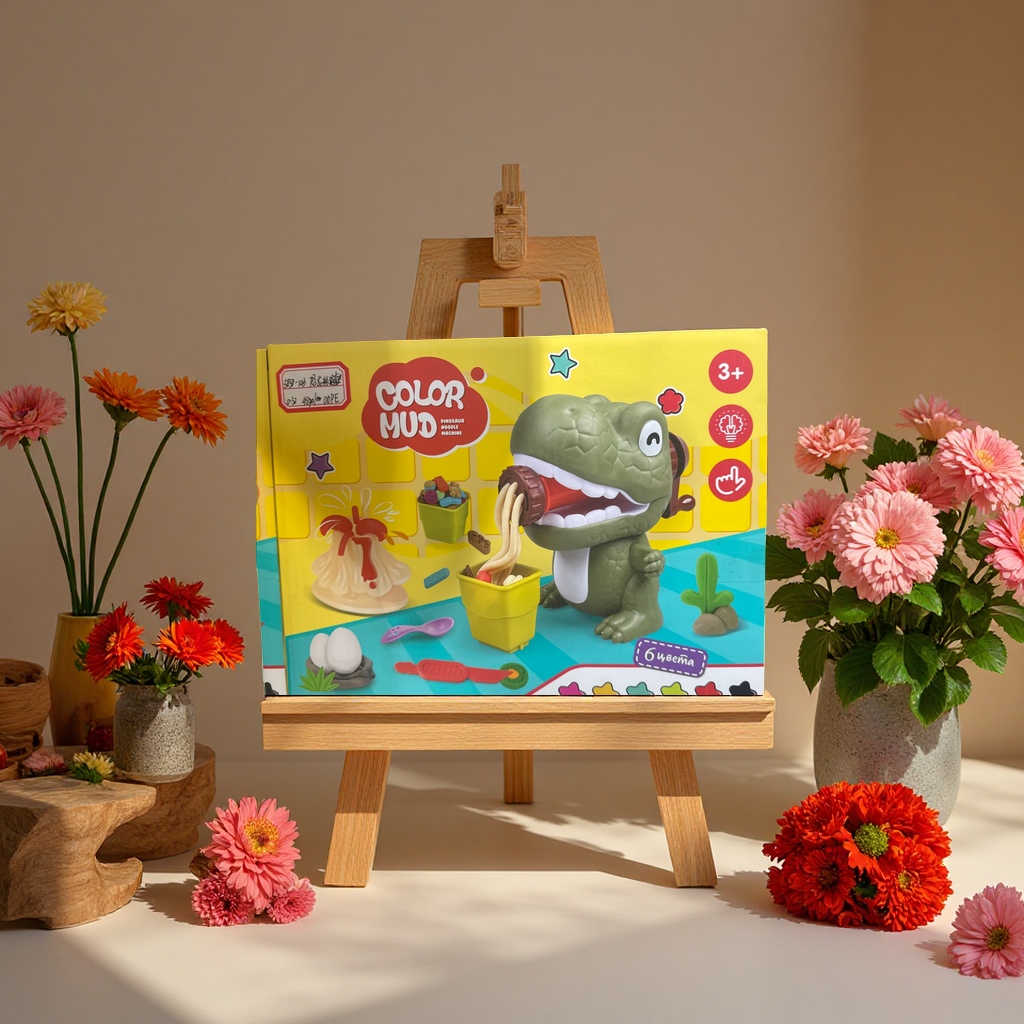 恐龙彩泥套装绿色无色无味儿童手工玩具内含工具和多彩泥适合三岁以上宝宝细节图