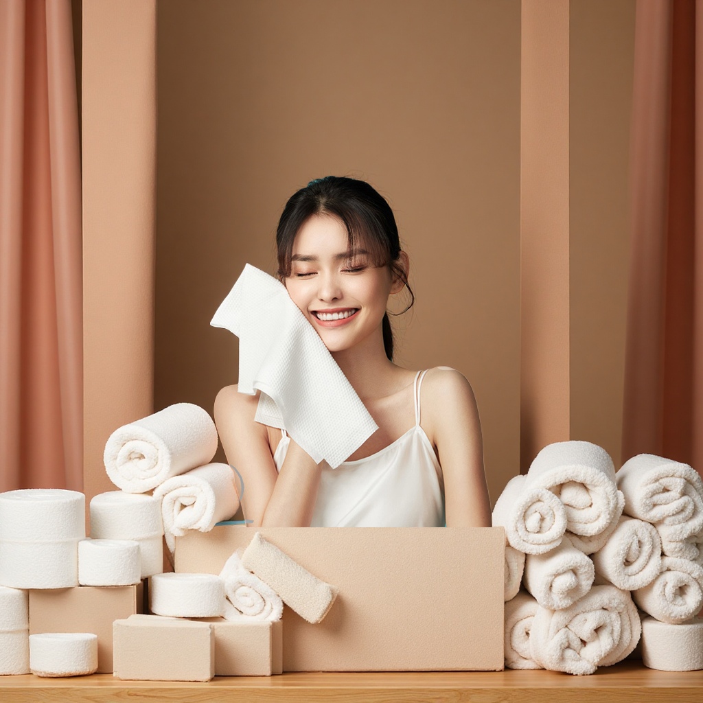 Bulk wholesale of baby cotton soft towels, disposable beauty salon cleansing towels, large rolls, daily necessities, bathroom and toiletries. Drop shipping Specification image